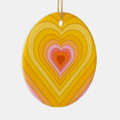 Groovy Retro Layered Heart Keramisch Ornament (Rechts)