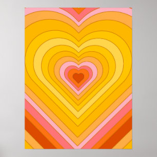 Groovy Retro Layered Heart Poster
