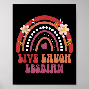 Groovy Retro Leef Lach Lesbische Trots Lgbtq+ Trot Poster