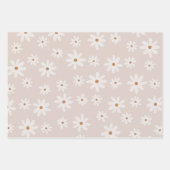 Groovy Retro Lichtbruin Daisy Floral Inpakpapier Vel (Voorkant 3)
