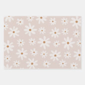 Groovy Retro Lichtbruin Daisy Floral Inpakpapier Vel (Voorkant 2)