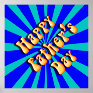 Groovy Retro Light & Dark Blue Vaderdag Poster
