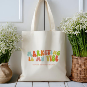 Groovy Retro Marketing is mijn vibe, communicatie Tote Bag