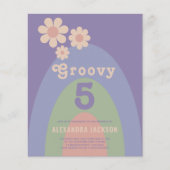 Groovy Retro Meisjes Verjaardagsfeest Budget Flyer (Voorkant)