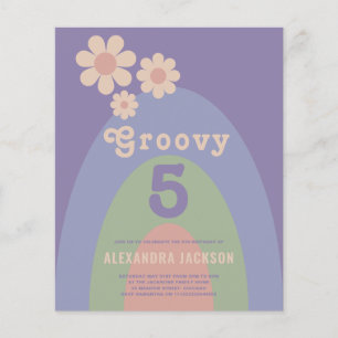 Groovy Retro Meisjes Verjaardagsfeest Budget Flyer