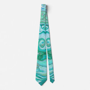 Groovy Retro Mintgroene en Blauwe Draaikolk Stropdas