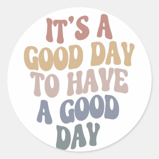 Groovy Retro Modern Text Good Day Positive Vibes Ronde Sticker (Voorkant)