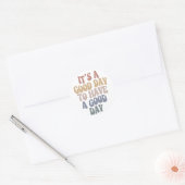 Groovy Retro Modern Text Good Day Positive Vibes Ronde Sticker (Envelop)