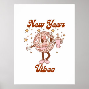 Groovy Retro Nieuwjaar Vibes Party Celebration 202 Poster