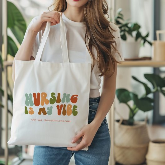 Groovy Retro Nursing is mijn vibe, verpleegkundige Tote Bag