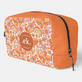 Groovy Retro Oranje Bloemen Monogram Toilettasje (Rechterhoek)