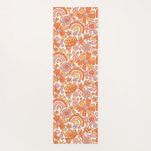 Groovy Retro Oranje Bloemen Monogram Yogamat (Achterkant)