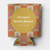 Groovy Retro Oranje Botanische Bruiloft Custom Blikjeskoeler (Voorkant)