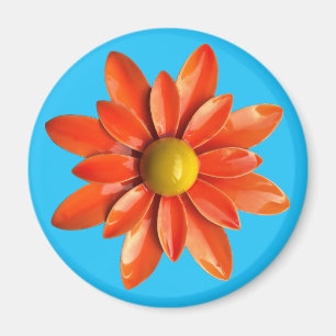 Groovy Retro Oranje Hippie Daisy Flower Floral Magneet