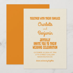 Groovy Retro Oranje Typografie Minimalistische Tro Kaart