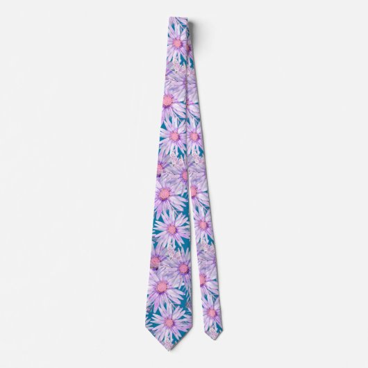 Groovy Retro Paars Daisy Pattern Stropdas (Voorkant)