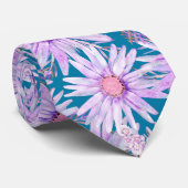 Groovy Retro Paars Daisy Pattern Stropdas (Opgerold)