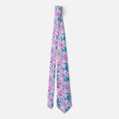 Groovy Retro Paars Daisy Pattern Stropdas (Achterkant)