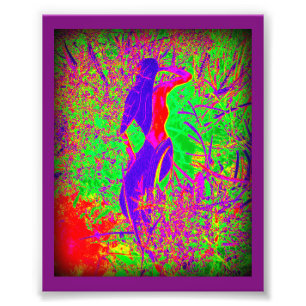 groovy retro paarse hippie mermaid foto afdruk