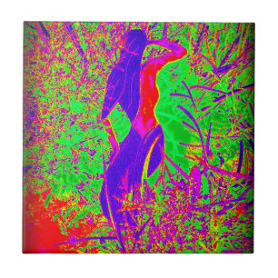 groovy retro paarsste hippie mermaid tegeltje