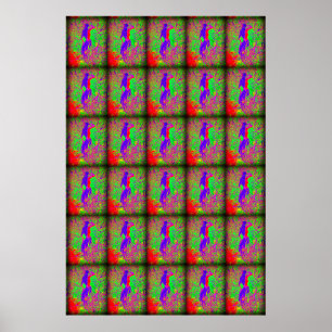 groovy retro paarsste hippie mermaids poster