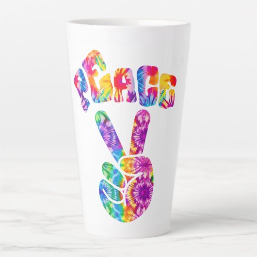 Groovy Retro Peace Hand Latte Mok (Voorkant)