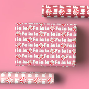 Groovy Retro Pink Fa La Christmas Inpakpapier Vel