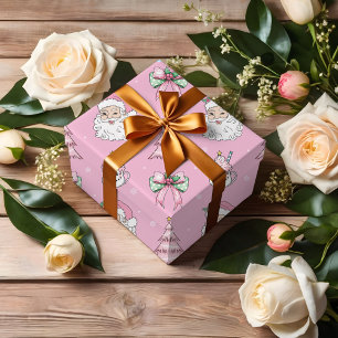 Groovy Retro Pink Santa Claus Wink Wrapping Paper Cadeaupapier