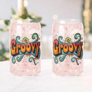 Groovy Retro Psychedelic 70s Funky Hippie Art Blikvorm Glas