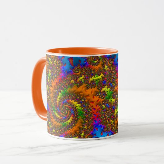 Groovy Retro Psychedelic Spiral Fractal Art Mok (Voorkant links)
