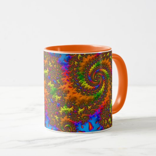 Groovy Retro Psychedelic Spiral Fractal Art Mok (Voorkant rechts)