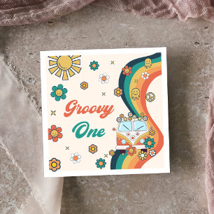 Groovy Retro Rainbow Birthday Party Napkins Servet