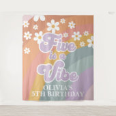 Groovy Retro Rainbow Five is een Vibe Wandkleed (Voorkant)