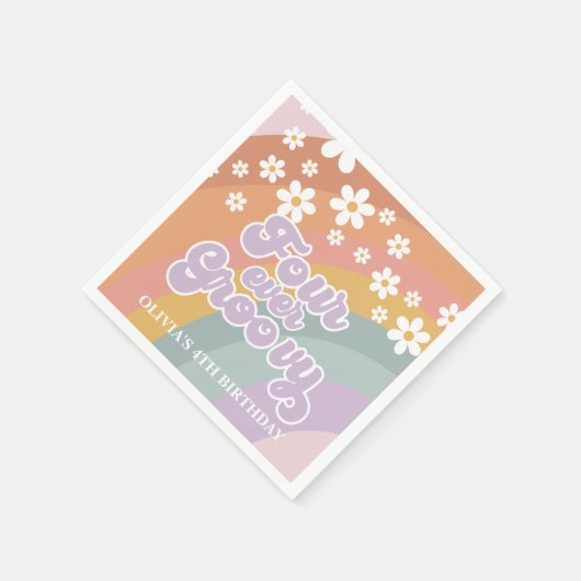 Groovy Retro Rainbow Four Ever Groovy 4th Verjaard Servet (Hoek)