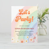 Groovy Retro Rainbow Girl verjaardag Kaart (Staand voorkant)