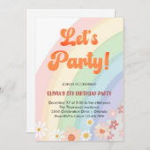 Groovy Retro Rainbow Girl verjaardag Kaart (Voorkant / Achterkant)