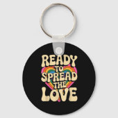 Groovy Retro Rainbow Heart Sitive Valentine Messag Sleutelhanger (Voorkant)
