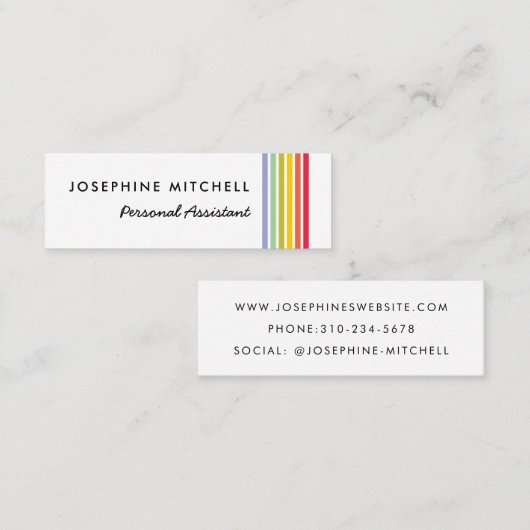 Groovy Retro Rainbow Stripe Mini Visitekaartje (Voorkant / Achterkant)