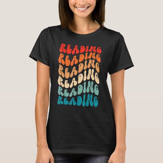 Groovy Retro Reading Retro 70s Hippie Boho Wavy Vi T-shirt (Voorkant)