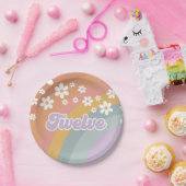 Groovy Retro Regenboog 12e Verjaardag Papieren Bordje (Feest)
