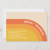 Groovy retro  regenboog 70s bruiloft + QR code Kaart (Voorkant)