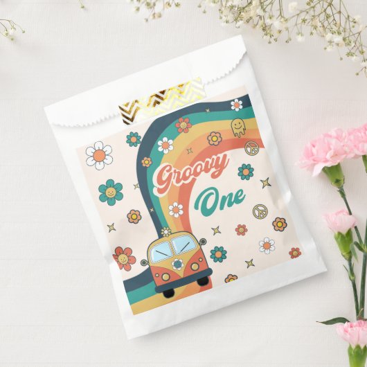 Groovy Retro Regenboog Daisy Verjaardagsfeest Bedankzakje (Gezegeld)