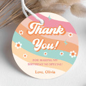 Groovy Retro Regenboog Dank je Verjaardagsfeest Bedankjes Labels