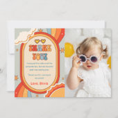 Groovy Retro Regenboog Verjaardag Dank je kaart (Voorkant)