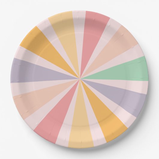 Groovy Retro Regenboog Verjaardag Papieren Bordje (Voorkant)