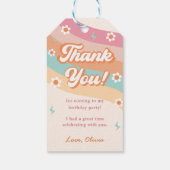 Groovy Retro Regenboog Verjaardagsfeest Cadeaulabel (Achterkant)