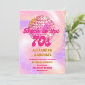 Groovy Retro Roller Roze en Gouden Bruiloft Kaart (Staand voorkant)