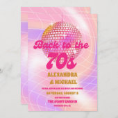 Groovy Retro Roller Roze en Gouden Bruiloft Kaart (Voorkant / Achterkant)