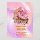 Groovy Retro Rolschaatsen Bruiloft Kaart (Voorkant / Achterkant)