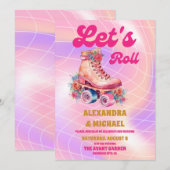Groovy Retro Rolschaatsen Bruiloft Kaart (Voorkant / Achterkant)